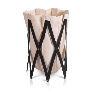 Marie Pi laundry basket BEIGE / PLYWOOD BLACK Klein & More SINGLE PIECE